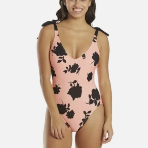 NWT! Kate Spade Shell Pink Floral Tie Shoulder One Piece Swimsuit NEW! - Picture 4 of 5